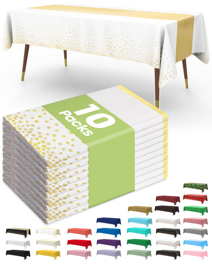 Pureegg Plastic Table Cloth Disposable 54x108 Inch 10 Pack, White
