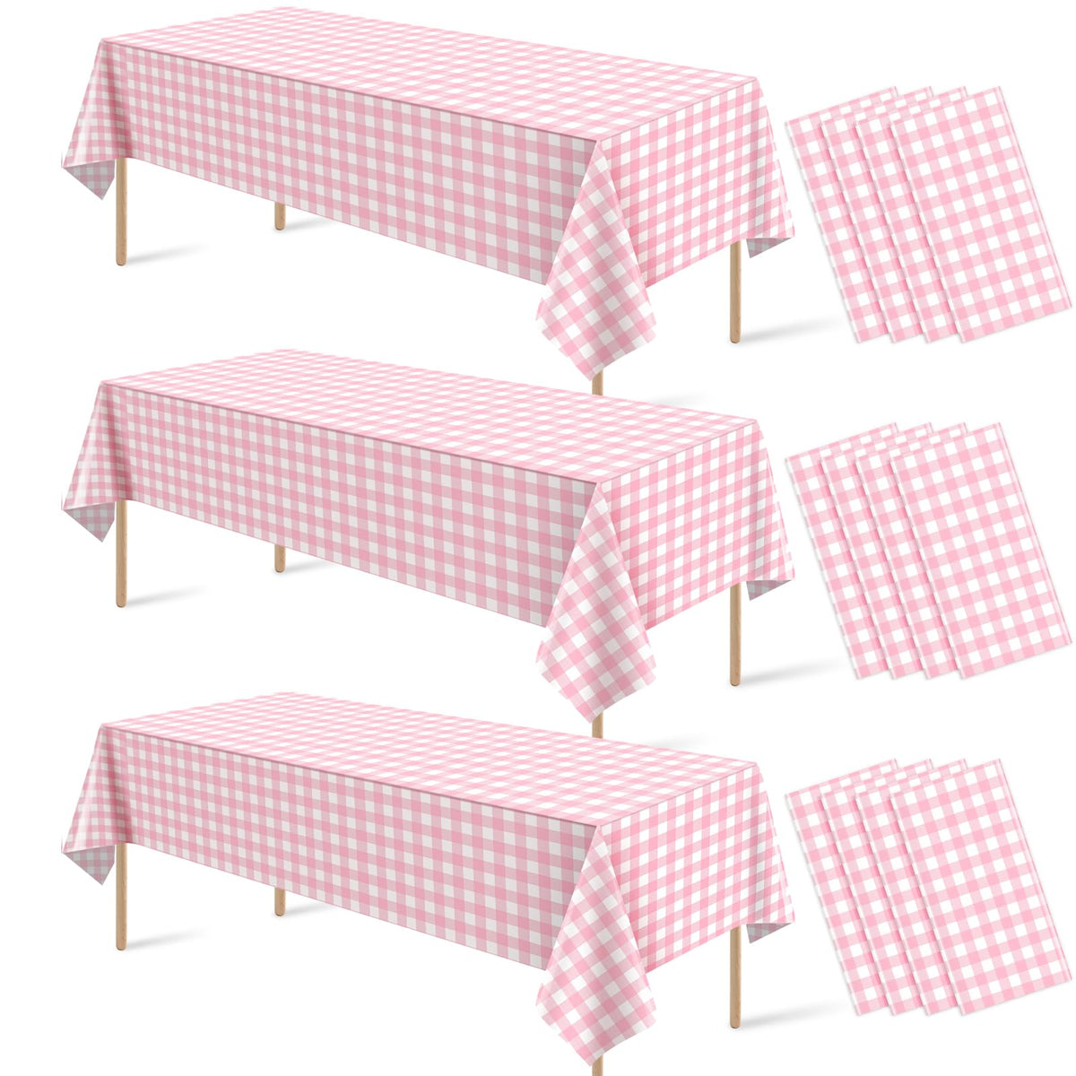 3 Pcs Sage Green Gingham Tablecloths, Checkered Table Covers 54 x 108 Inch