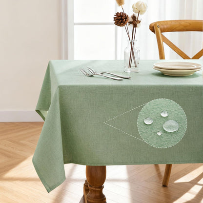 Pureegg Rectangle Linen Tablecloth Waterproof & Stain Resistant, Wrinkle-Free Table Cloth Adds Elegance and Protection, Ideal for Dining, Party, Wedding and Outdoor, 52 x 70 Inch, Beige