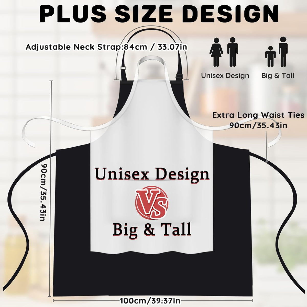 2 Pack Plus Size Waterproof Cooking Chef Apron with 2 Pockets for Men Women