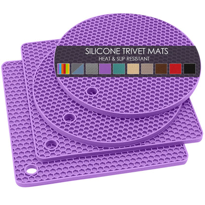 6 Pack Silicone Trivet Mat, Silicone Trivets for Hot Pots and Pans, Multipurpose Non-Slip & Heat Resistant Silicone Hot Pad for Kitchen Counter