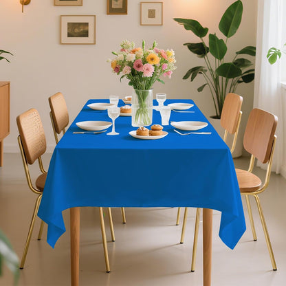 54 Inch X 300 Feet Plastic Table Cover Roll Premium Disposable Plastic Tablecloth for All Type/Shape Tables | Picnic, Party, Banquet, Birthdays, Weddings (Blue, 54 Inch X 300 Feet)