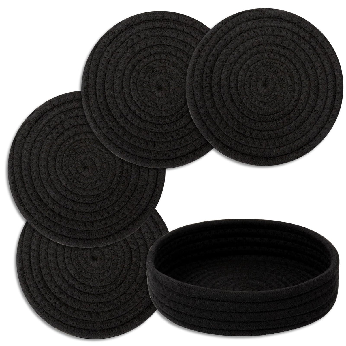 Trivets for Hot Dishes, Pots and Pans, 5 Pcs Hot Pads with Storage Basket