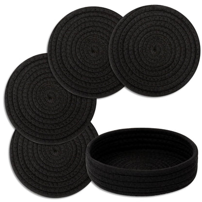 Trivets for Hot Dishes, Pots and Pans, 5 Pcs Hot Pads with Storage Basket