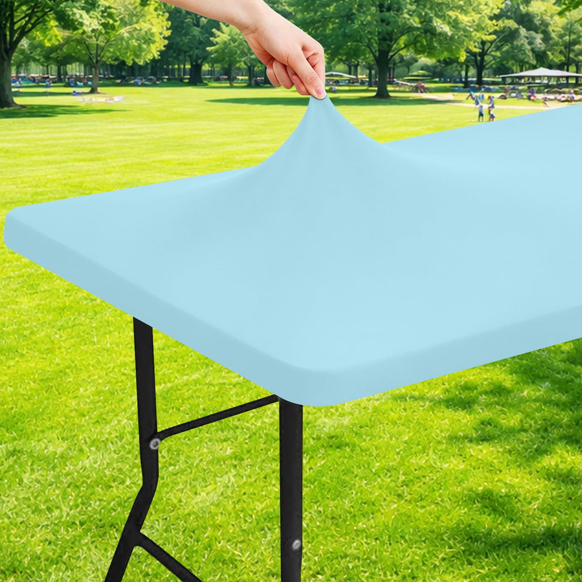 Moosfor Rectangle Spandex Fitted Table Cloth, 6FT Elastic Tablecloth