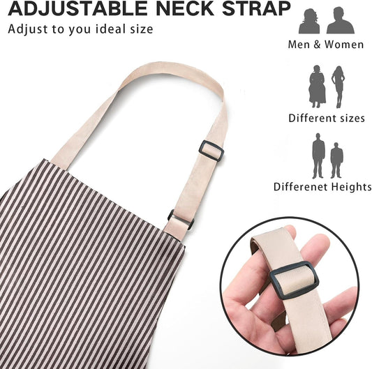 BeLuyi Adjustable Bib Apron with 2 Pockets Chef Cooking Kitchen Restaurant Aprons for Women Men