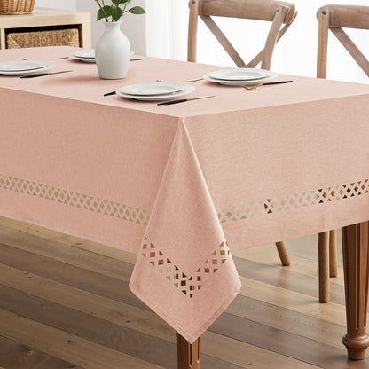 MIULEE Pink Rectangle Tablecloth with Decorative Cutouts 52x70 Inch