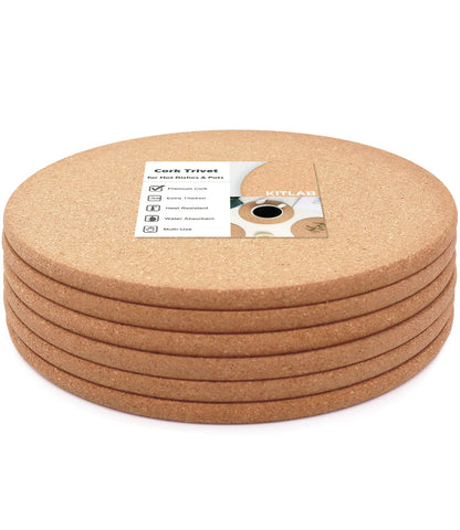 Cork Trivets for Hot Dishes, Hot Pots and Pans, 8 Inch 4 Pcs