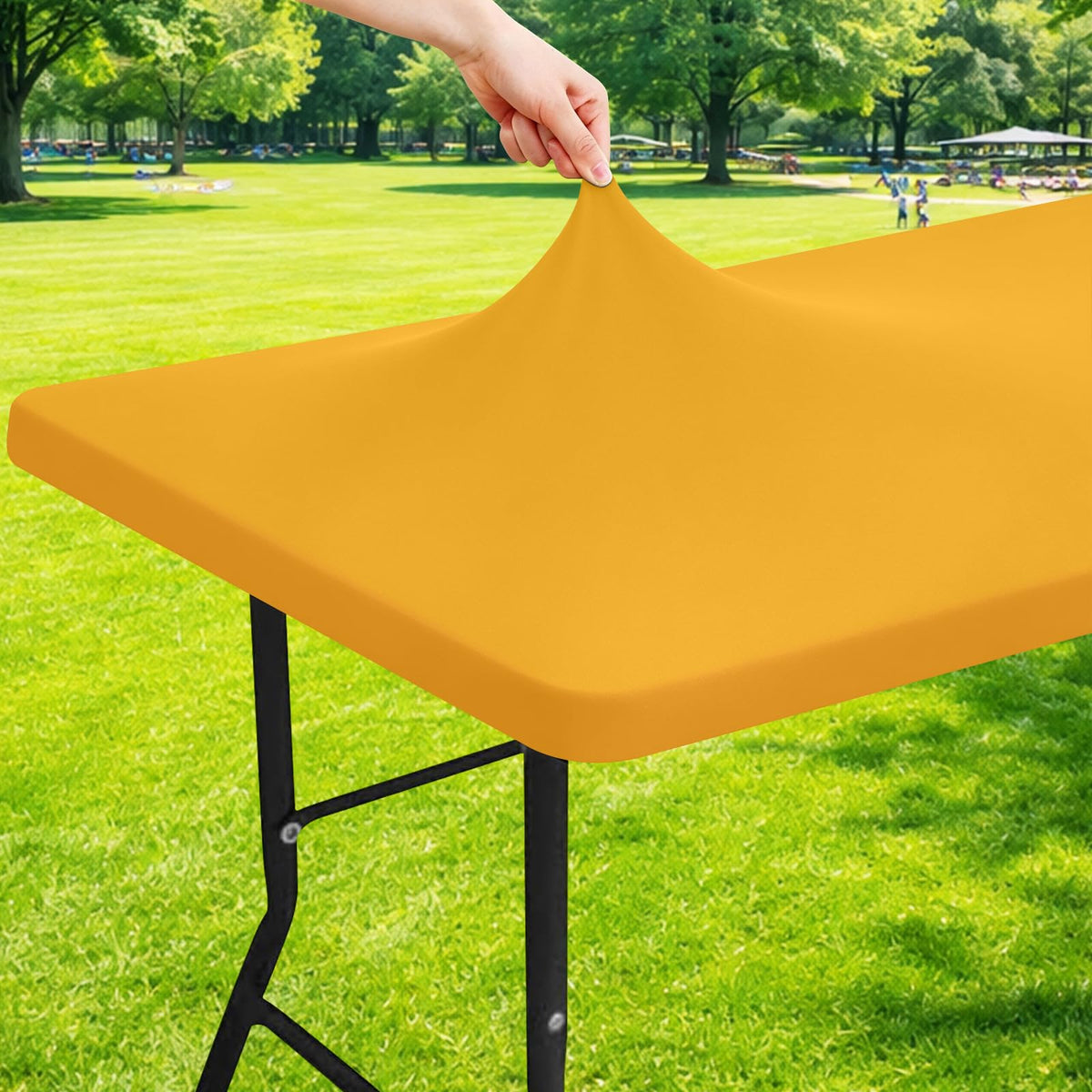 Moosfor Rectangle Spandex Fitted Table Cloth, 6FT Elastic Tablecloth