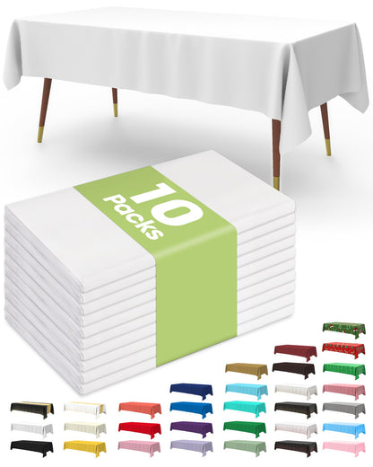 Pureegg Plastic Table Cloth Disposable 10 Pack, 54 x 108 Inch Table Cloths, Easter Party, Valentines, Mothers Day Decorations, Tablecloths, Rectangle, Pastel Plastic Cover, Leakproof & Sturdy, Pink