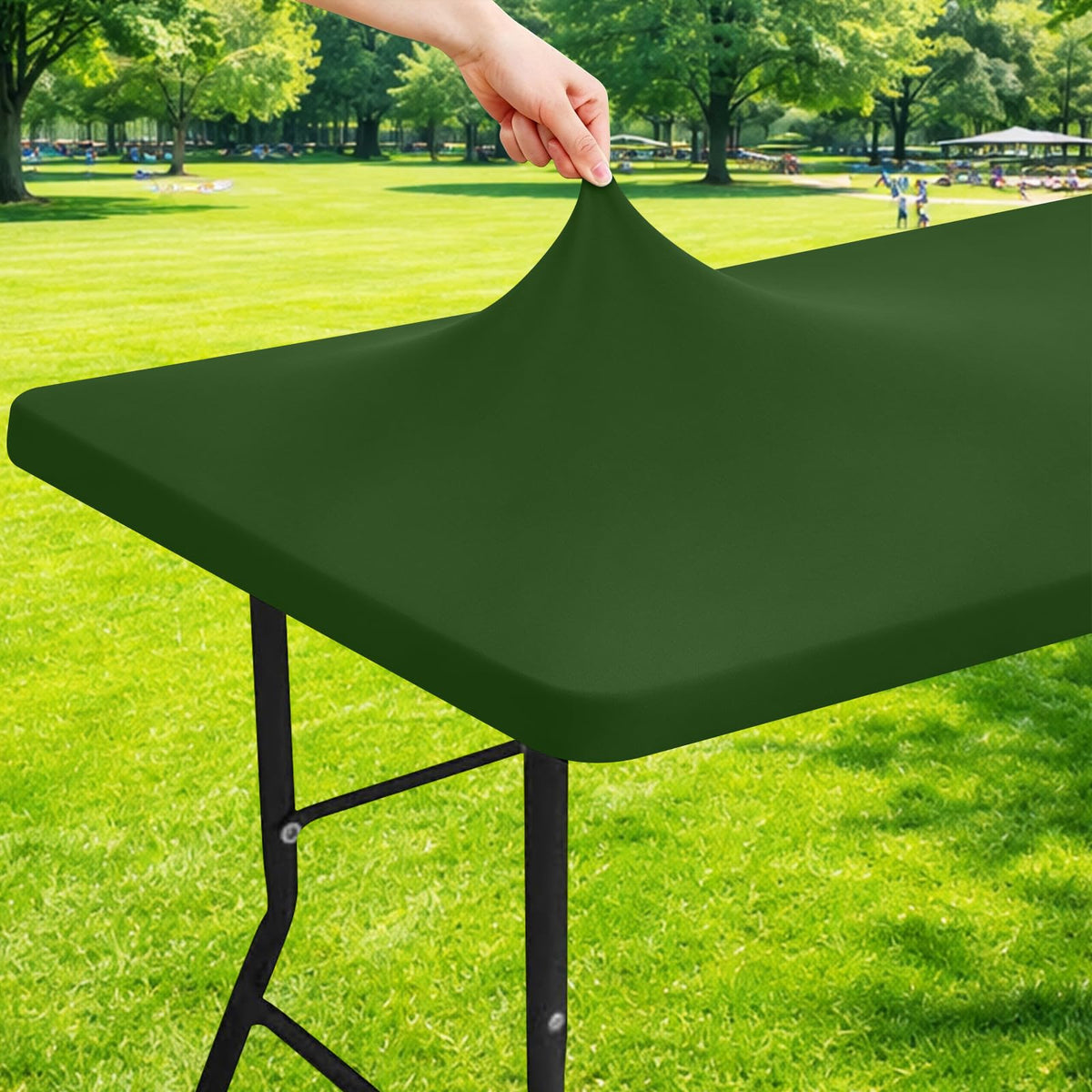 Moosfor Rectangle Spandex Fitted Table Cloth, 6FT Elastic Tablecloth