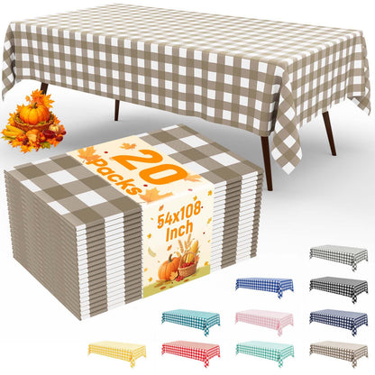 misaya 4 Packs Buffalo Disposable Table Cloth, 54 x 108 Inch Waterproof Plastic Tablecloth, Rectangle Red and White Checkered Table Covers for Picnic, Birthday, Party, Back to School