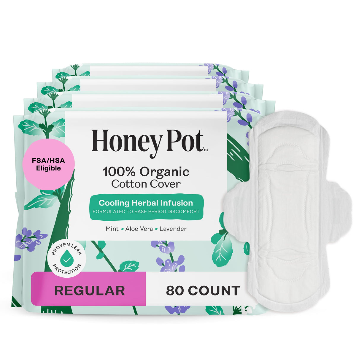 The Honey Pot Company - Cooling Herbal - Overnight - Pads for Women