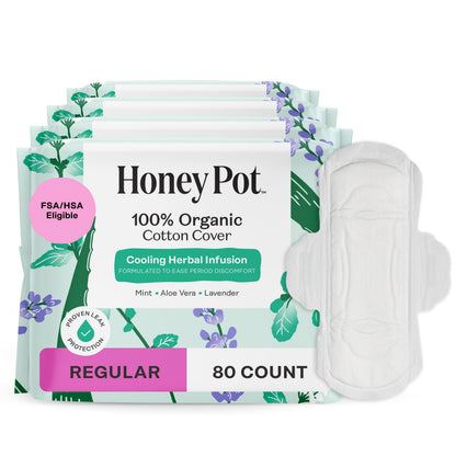 The Honey Pot Company - Cooling Herbal - Overnight - Pads for Women