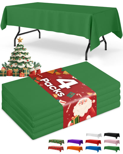 Niuara Black Plastic Table Cloth Disposable, 4 Pack, 54 x 108 in