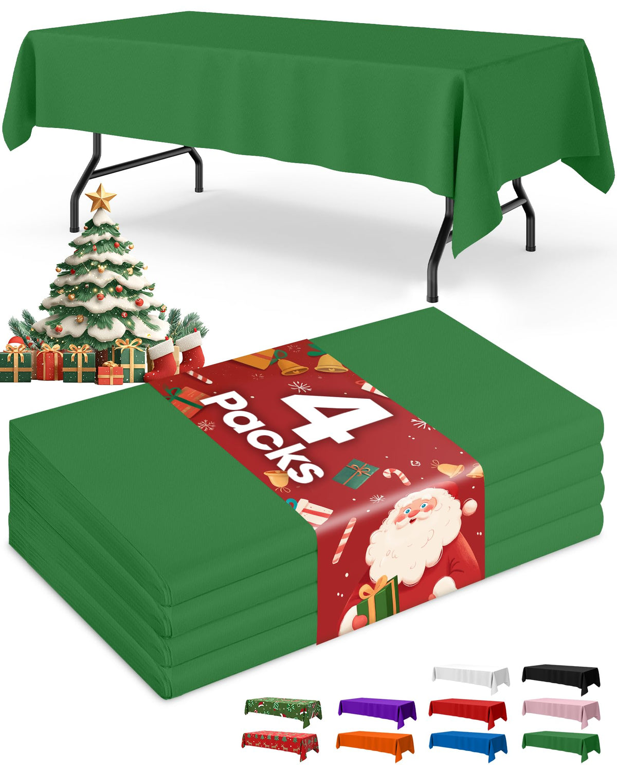 Niuara White Plastic Table Cloth - 4 Pack 54" × 108" Rectangle Disposable Tablecloths for 6FT Tables, Table Cover for Party, Holiday & Gathering Use