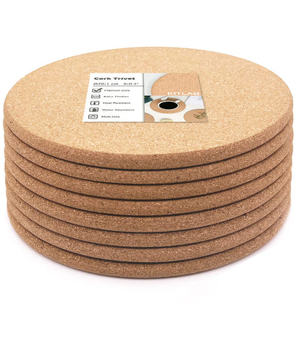 Cork Trivets for Hot Dishes, Hot Pots and Pans, 8 Inch 4 Pcs