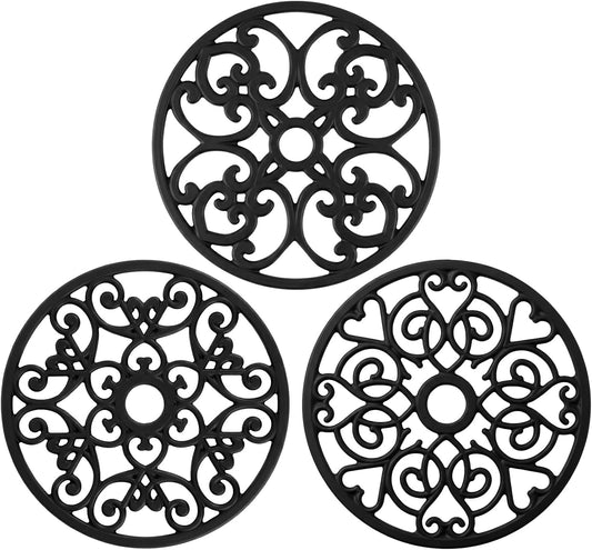 Kirecoo 3PCS Heat Resistant Silicone Trivet Mats for Hot Dishes