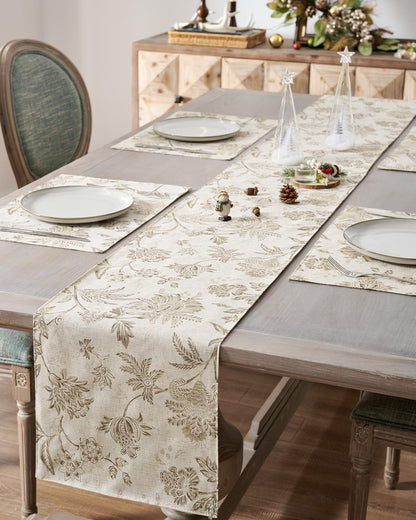 jinchan Black Farmhouse Floral Linen Rectangle Table Cloth 52 x 70 Inch