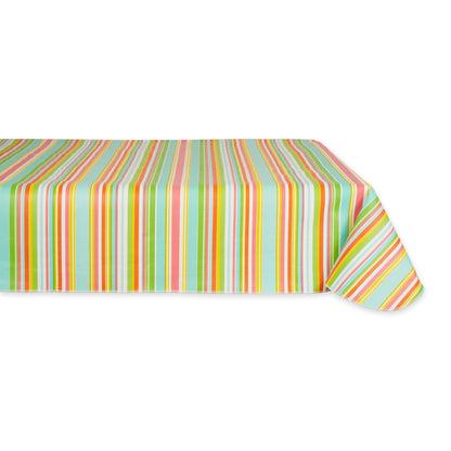 DII Vinyl Tabletop Collection Indoor/Outdoor Spill-Proof Flannel Backed Tablecloth, Rectangle, 60x84, Summer Stripe
