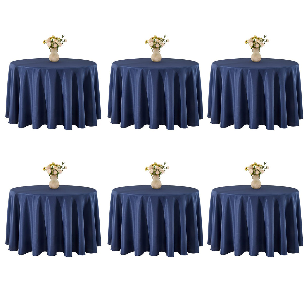 VidaFete 6 Pack 120inch Round Tablecloth Polyester Table Cloth, White