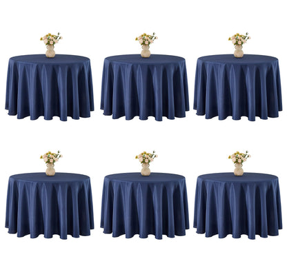 VidaFete 6 Pack 120inch Round Tablecloth Polyester Table Cloth, White