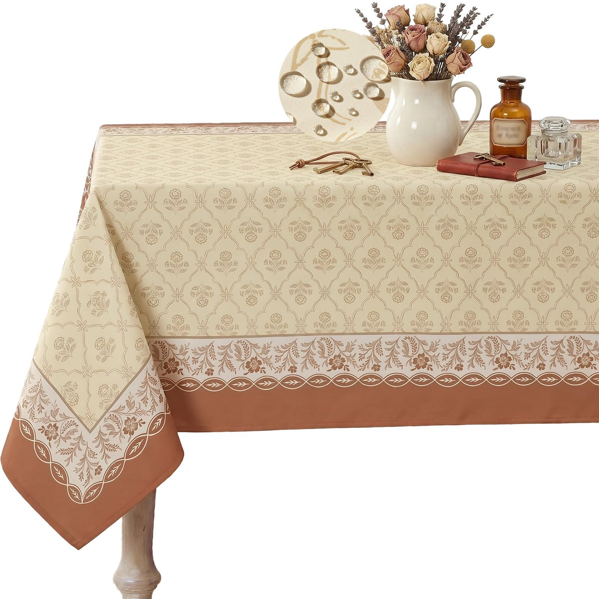 pickyNproud Waterproof Tablecloth Floral Table Cloth Spill Proof Rectangle Tablecloths for Dining Room, Wipeable Fabric Table Cover for Kitchen