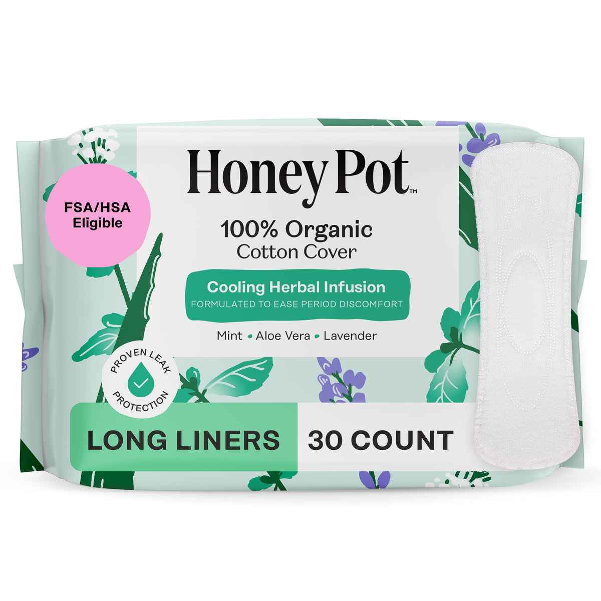 The Honey Pot Company - Cooling Herbal - Overnight - Pads for Women