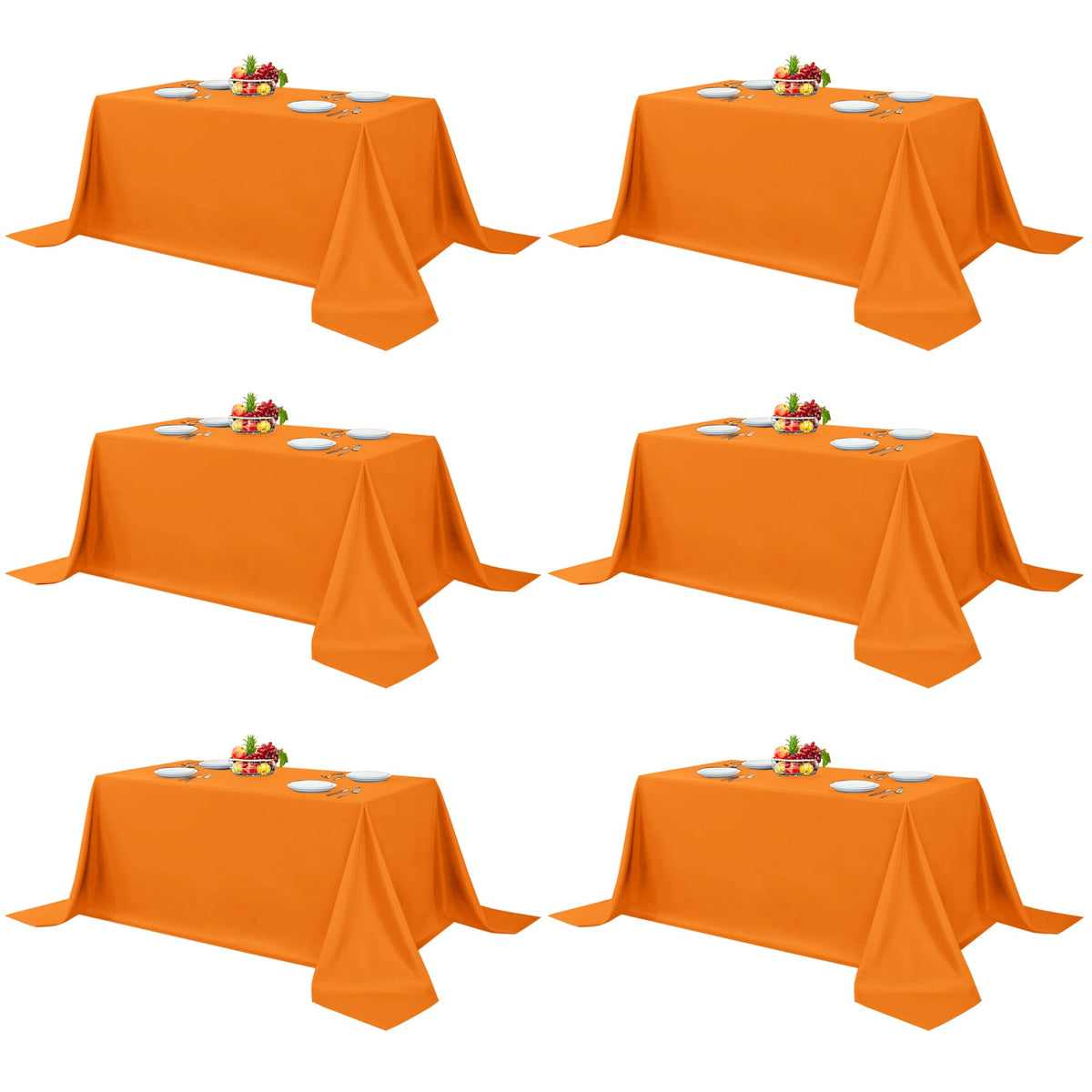 Fitable 6 Pack Black Tablecloths 70x120 Inch for 6-8 Ft Rectangle Tables