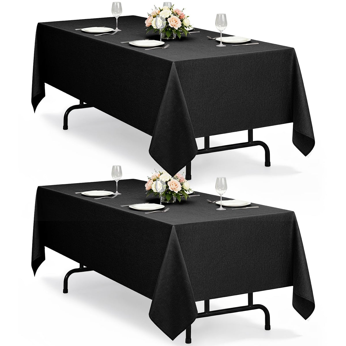 Decorelia Linen Textured Fall Tablecloth Rectangular Burnt Orange, 52"x70"