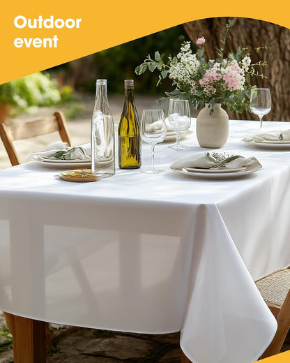Niuara White Plastic Table Cloth - 30 Pack 54" × 108" Rectangle Disposable Tablecloths for 6FT Tables, Waterproof Table Cover for Party, Holiday & Gathering Use