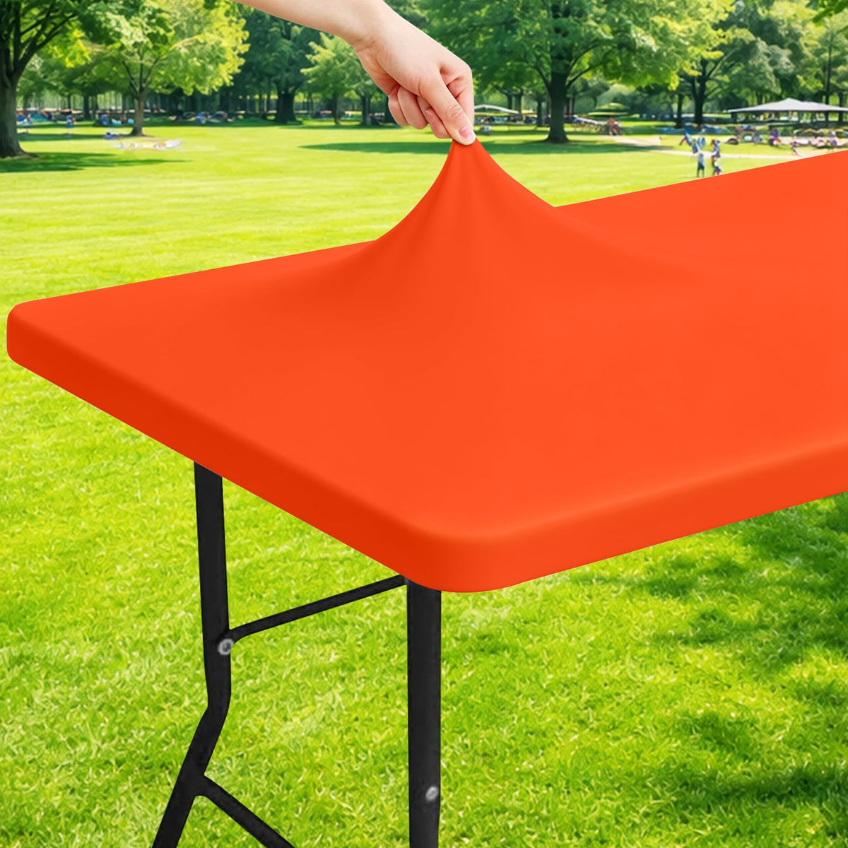 Moosfor Rectangle Spandex Fitted Table Cloth, 6FT Elastic Tablecloth