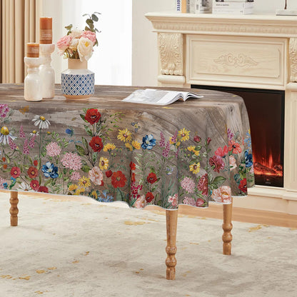 Horaldaily Spring Tablecloth 60 x 120 Inch Rectangular Flowers Brown