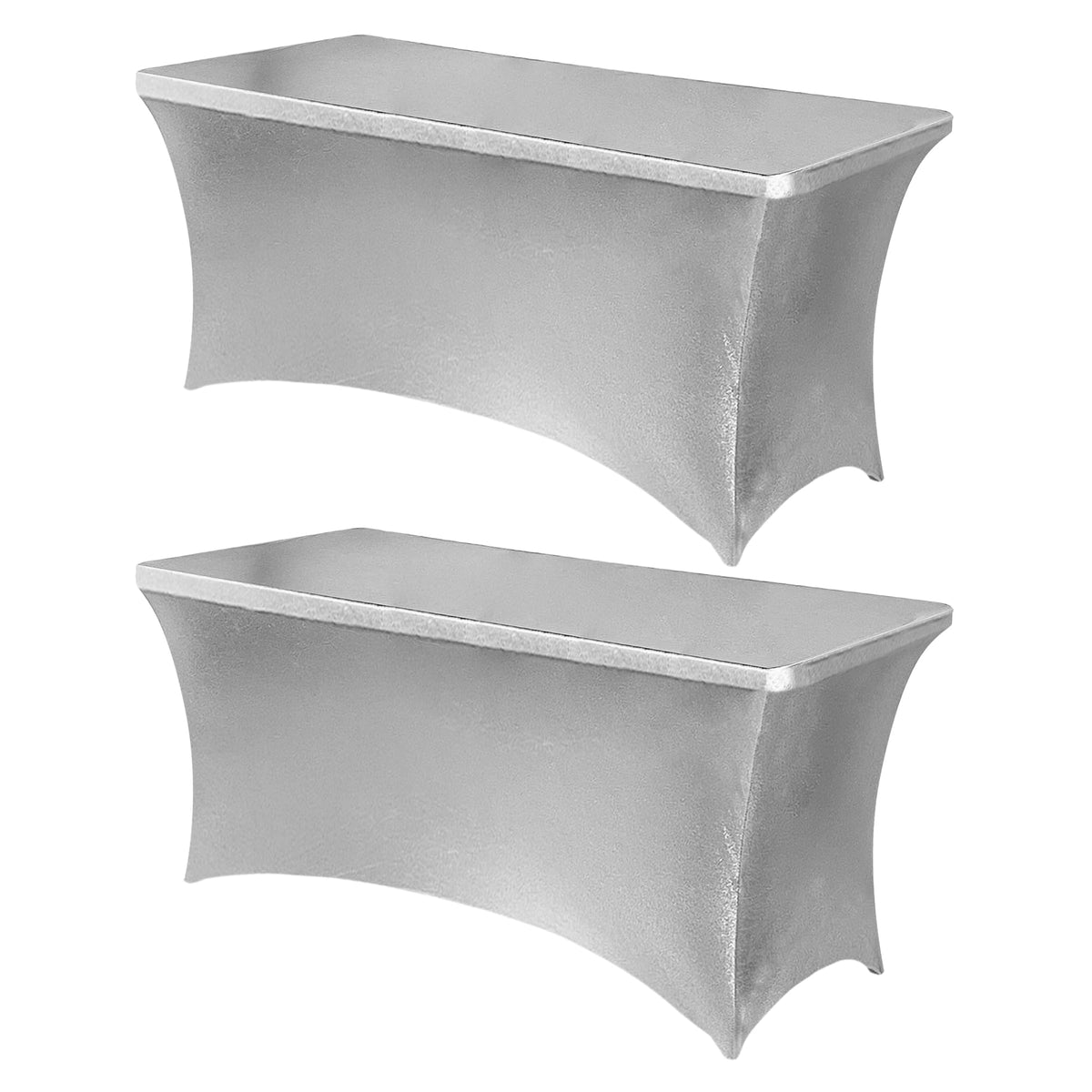Obstal 6ft Stretch Black Spandex Table Cloth 2 Pack for Folding Tables