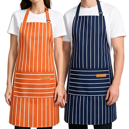 2 Pack Kitchen Cooking Aprons, Soft Aprons for Women Men with 2 Pockets Chef Apron with Adjustable Neck Strap and Long Tie