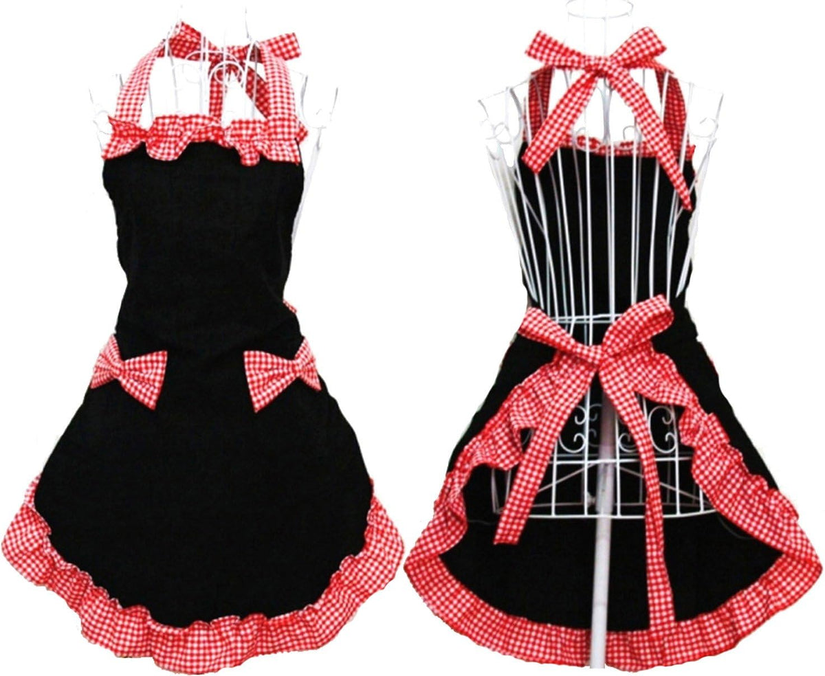 Hyzrz Cotton Kitchen Aprons for women with 2 Pockets Adjustable Neck Strap Chef Apron for Cooking Mothers Day Gifts (Black)
