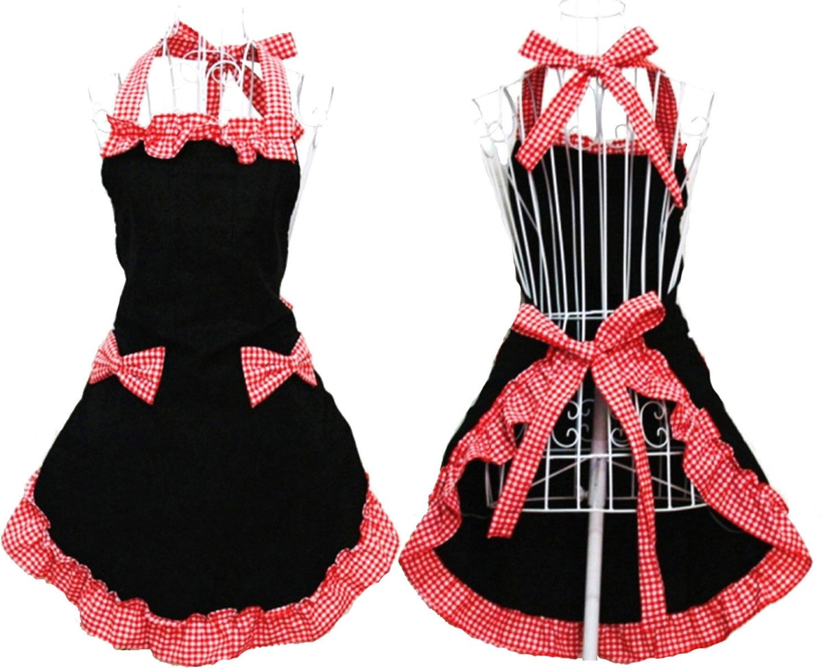 Hyzrz Cotton Kitchen Aprons for women with 2 Pockets Adjustable Neck Strap Chef Apron for Cooking Mothers Day Gifts (Black)