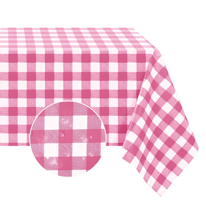 Romanstile Rectangle Vinyl Tablecloth, 100% Waterproof Buffalo Gingham Plastic Table Cloth, Heavy Duty Wipeable Checkered Table Covers for Outdoor, Camping, Picnic, Patio - 54 x 78, Light Blue