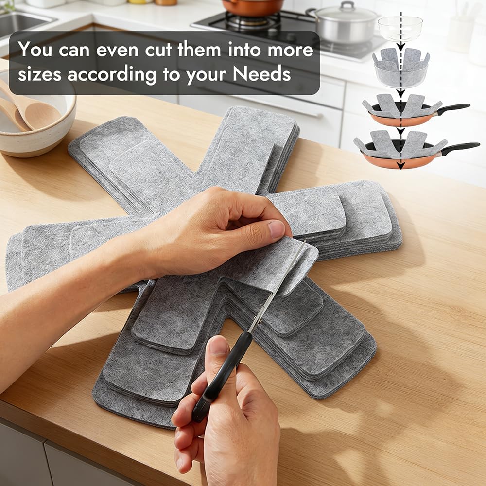 BOYAN Pot and Pan Protectors for Stacking, 12pcs & 3 Sizes, Separator Pads