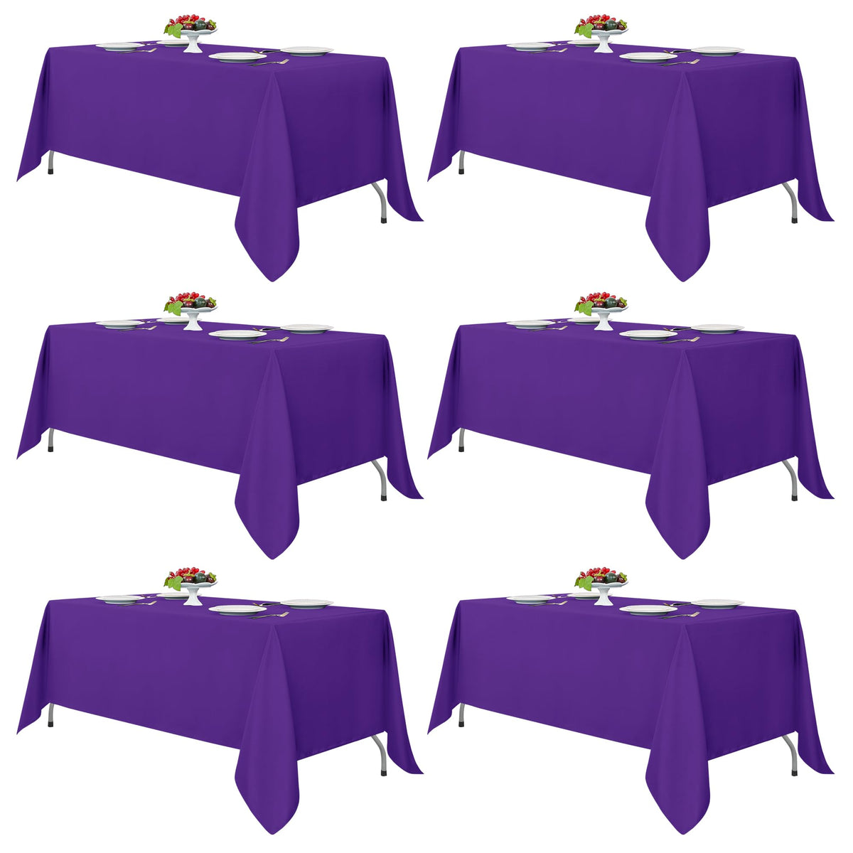 Fitable 6 Pack Black Tablecloths 70x120 Inch for 6-8 Ft Rectangle Tables