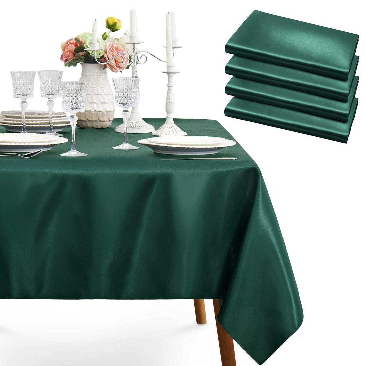1 Pack Silver Satin Tablecloth, 58 x 102 Inches, Rectangle