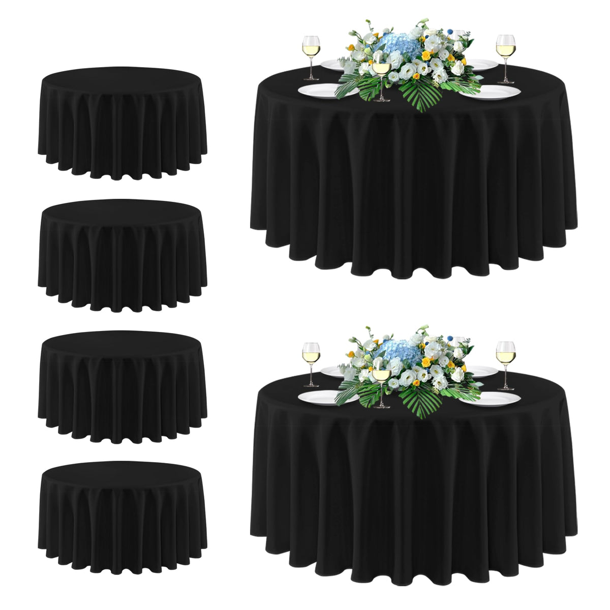 sancua 2 Pack Black Tablecloths 60x102 Inch for 6 Feet Rectangle Tables