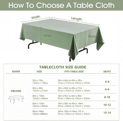 Veblandy Rectangle Tablecloth Linen Textured Waterproof & Stain Resistant Table Cloth Wrinkle Free Decorative Fabric Farmhouse Table Cover for Dining/Party/Buffet/Wedding, 60 x 104 Inch, Sage Green