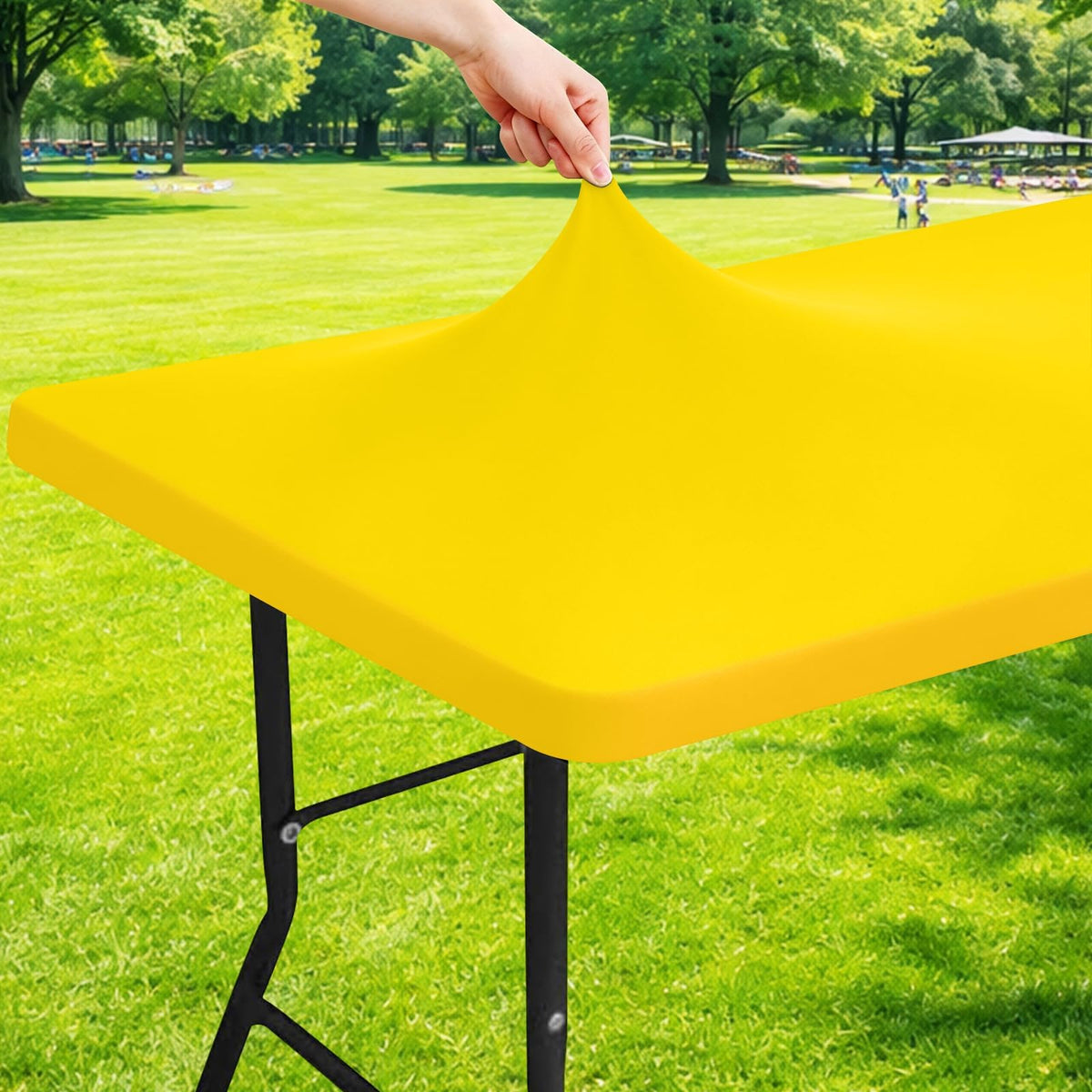 Moosfor Rectangle Spandex Fitted Table Cloth, 6FT Elastic Tablecloth