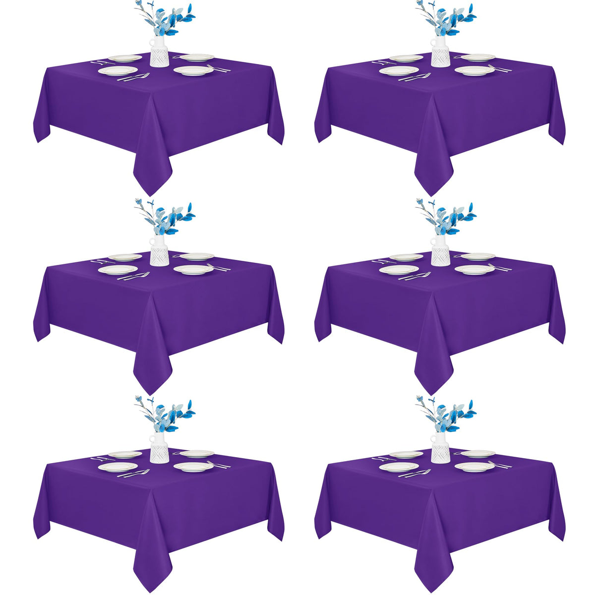 Fitable 6 Pack Black Tablecloths 70x120 Inch for 6-8 Ft Rectangle Tables