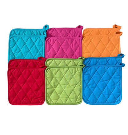 12 Pack Square Pot Holders 100% Cotton Heat Resistant Hotpads for Cooking Kitchen Potholder Set Trivet for Cooking Baking Camping House with Hanging Loops, Size: 8x8inch, Machine Washable