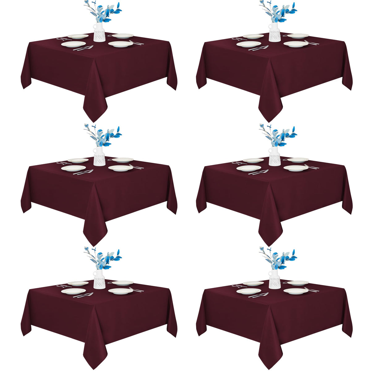 Fitable 6 Pack Black Tablecloths 70x120 Inch for 6-8 Ft Rectangle Tables