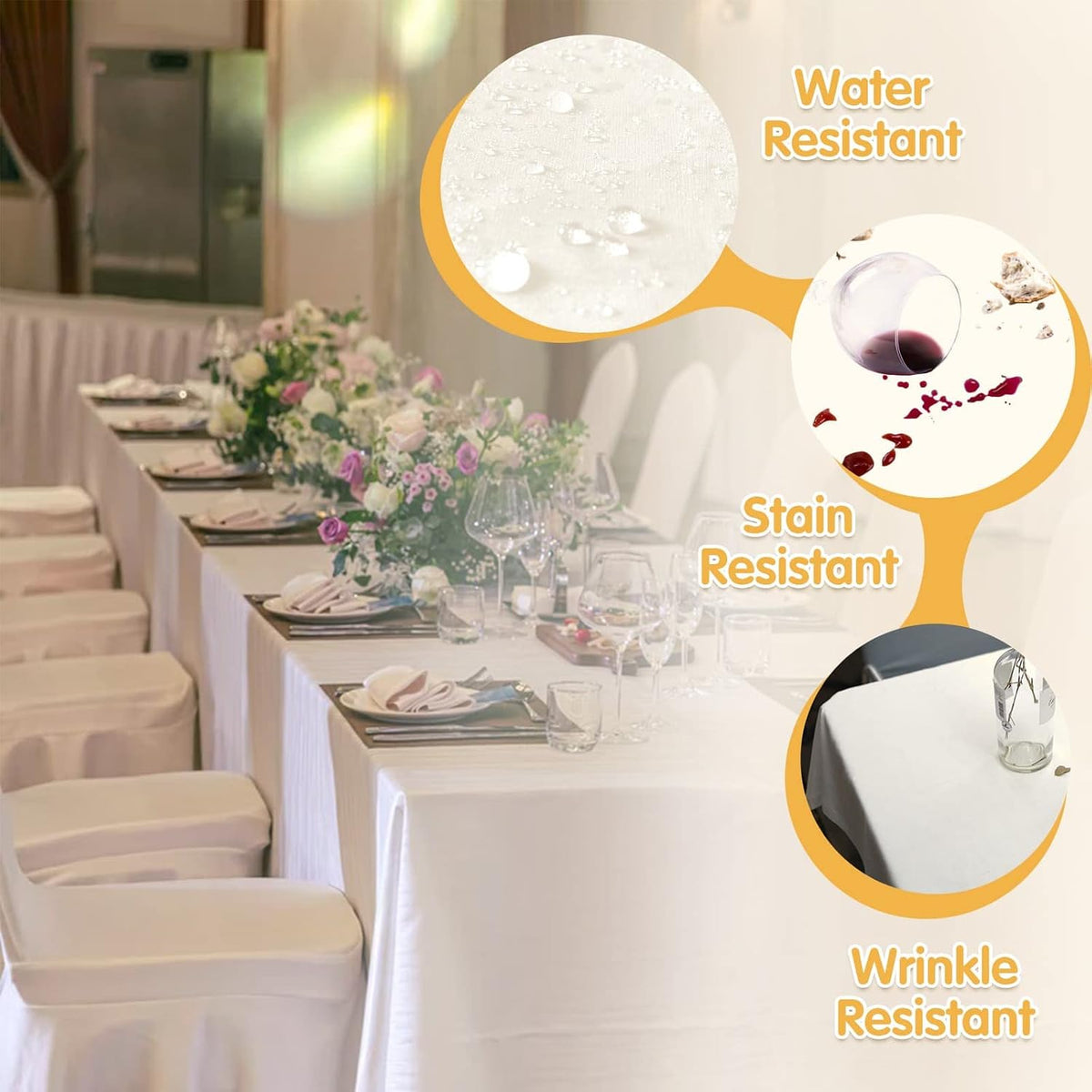BRILLMAX 6 Pack Ivory Tablecloths 60x102 Inch for 6ft Rectangle Tables