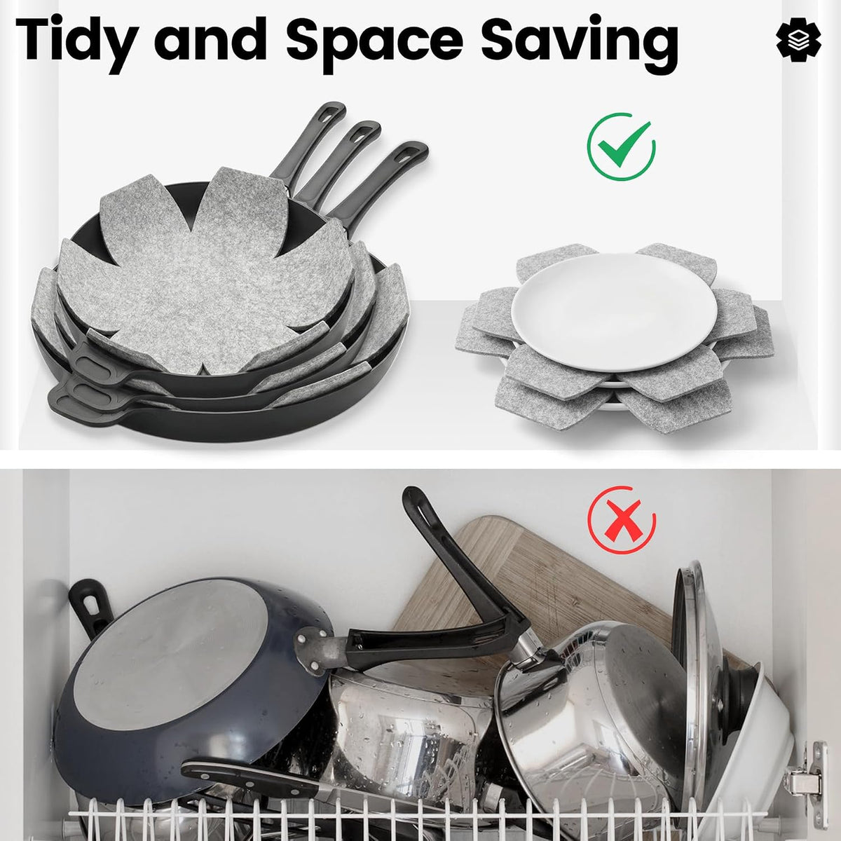 MOJOTORY Pot and Pan Protectors, 6 PCS in 3 Sizes