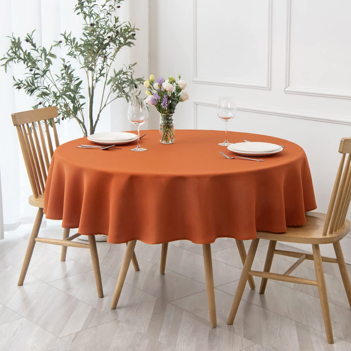 maxmill Rectangle Textured Tablecloth Waterproof Spillproof Wrinkle Free Table Cloth, Kitchen Dining Tabletop Decoration, Fabric Table Cover for Outdoor and Indoor Use, 52 x 70 Inch, Sage Green